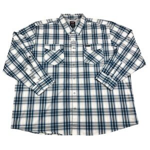 Wrangler Outdoor Mens‎ 3XL Blue Plaid Snap Front Stretch Long Sleeve Shirt